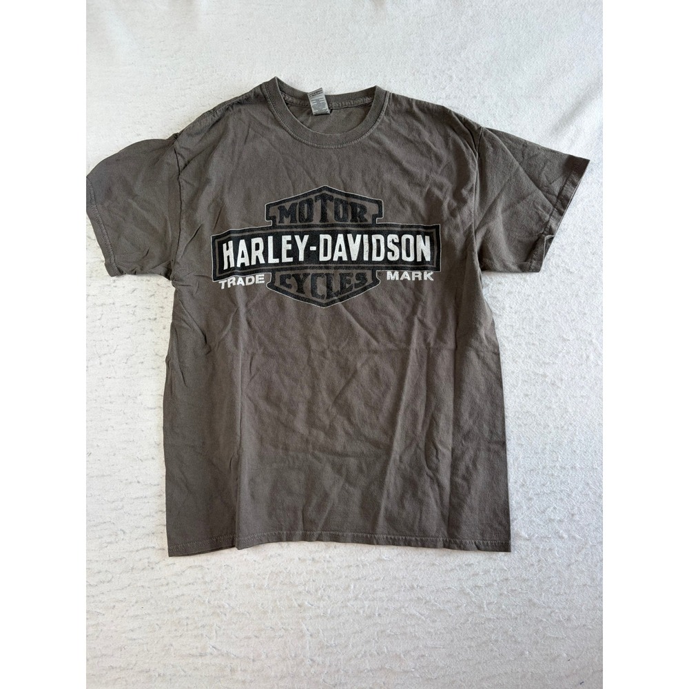 Harley-Davidson T-Shirt Mens Large Gray Graphic Short Sleeve Bar & Shield